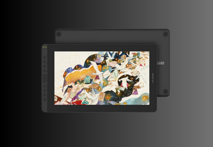 Professional artist using Huion drawing tablet for digital illustration, showcasing precision and creativity