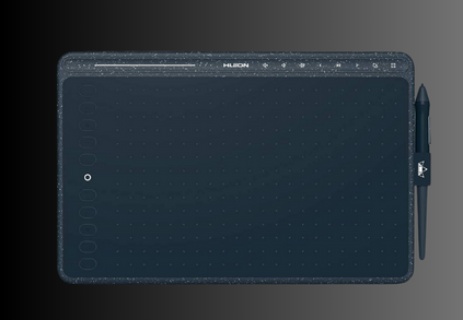 Drawing tablet with stylus and colorful digital art on screen, showcasing creative capabilities and vibrant design