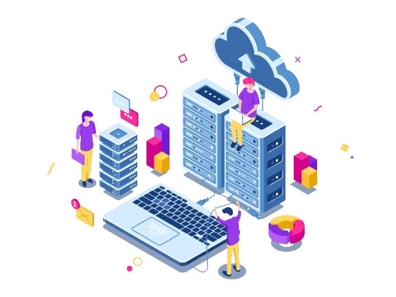 Diagram of Infrastructure & Data Center Solutions, showcasing network architecture and server setups.