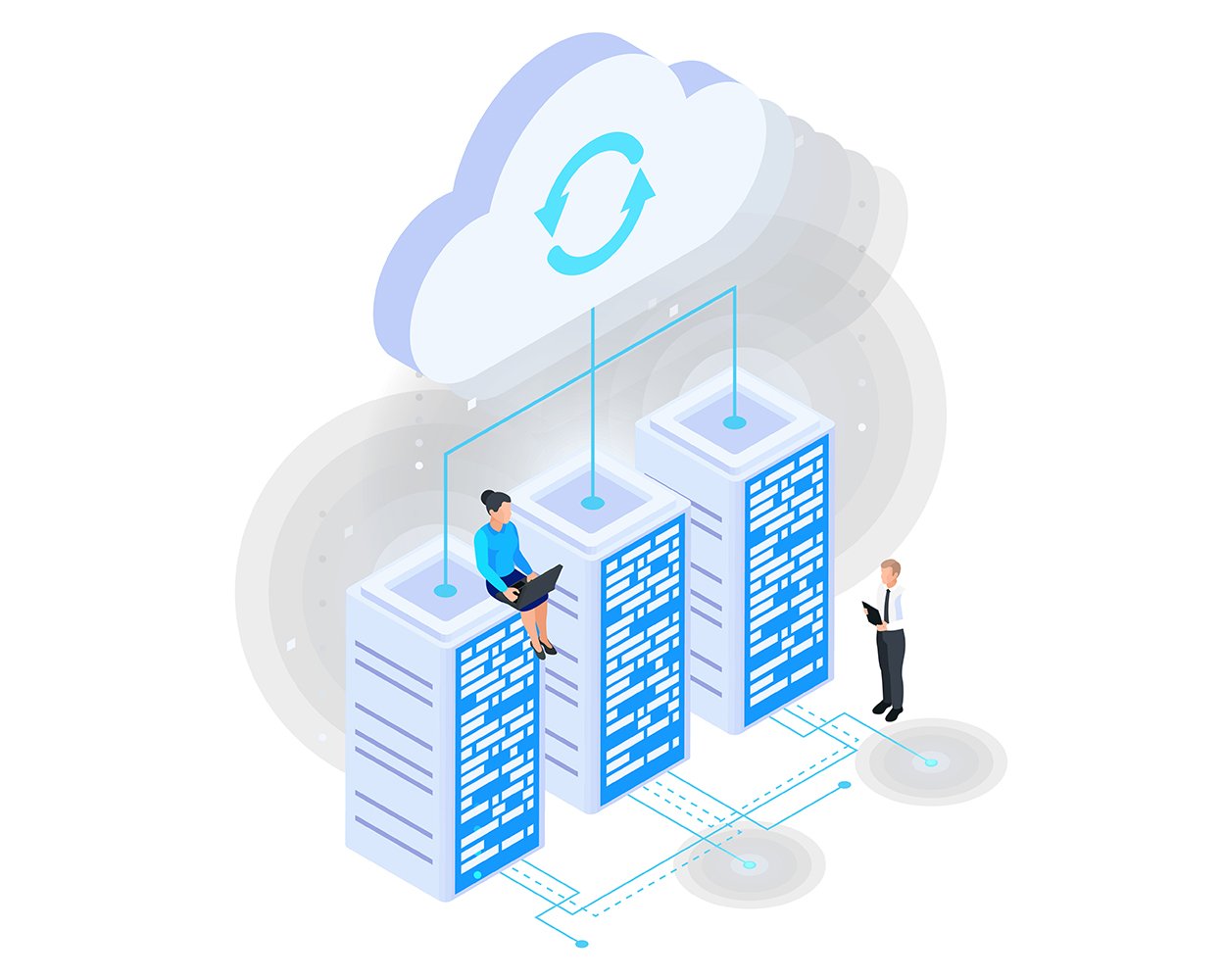Cloud infrastructure network illustrating connectivity and data flow in modern technology.