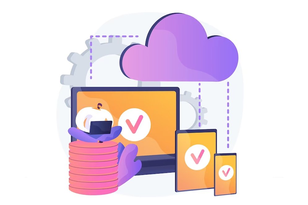 Cloud migration strategy illustration showing seamless digital transformation.