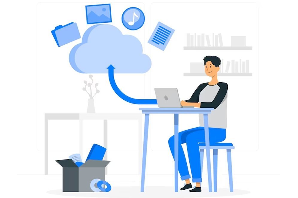 Hybrid cloud architecture illustration showing seamless integration of private and public clouds.